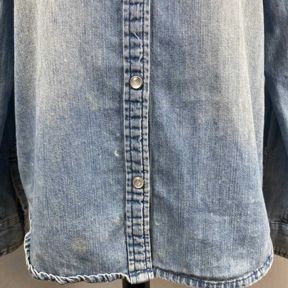 Garnet Hill Western Light Wash Button Up Denim Shirt Size 6 - Picture 4 of 8